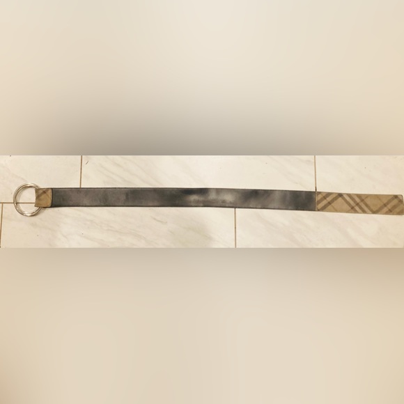 Burberry Suede Classic Plaid Print Wide Double-Ring Belt - Picture 7 of 8